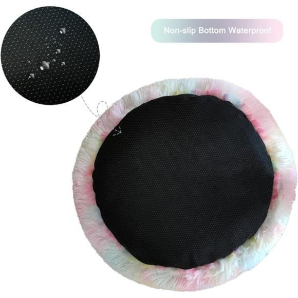Calming Dog Bed for Small Dogs & Cat Bed, Anti-Anxiety Plush Donut Cuddler 20" - Picture 3 of 6